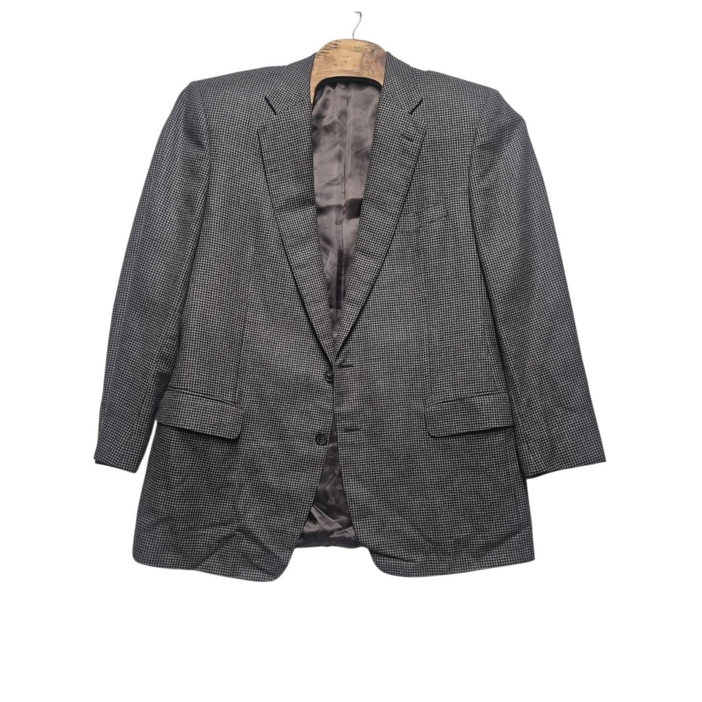 Ermenegildo Zegna Neiman Marcus Wool Silk Blazer Grey Houndstooth Sport Coat 44L
